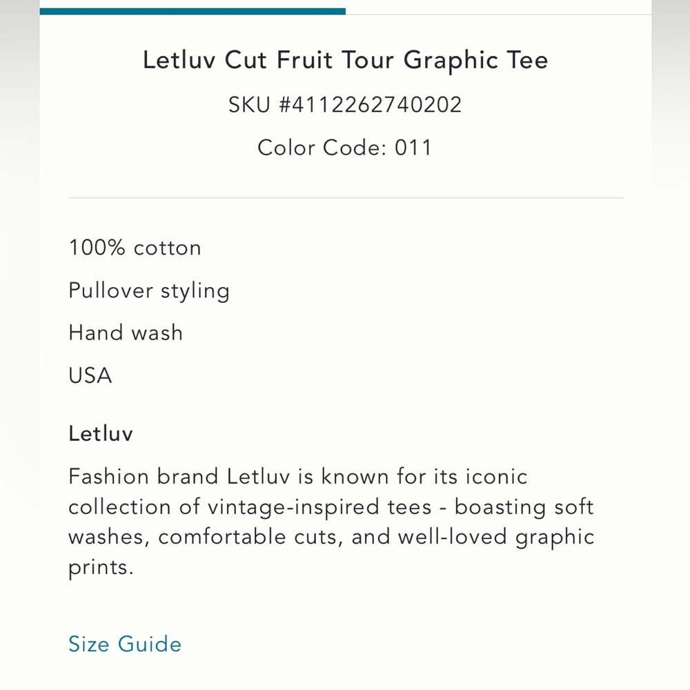 Anthropologie Letluv Cut Fruit tour graphic tee XXS - Picture 6 of 10